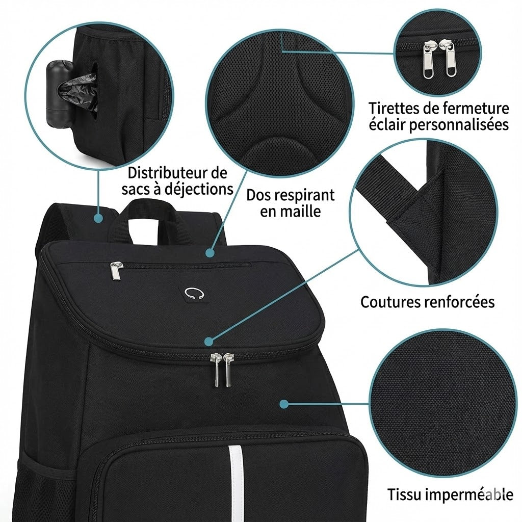 Sac de Voyage pour Chien – Sac à Dos Organisateur Repas & Accessoires Animio