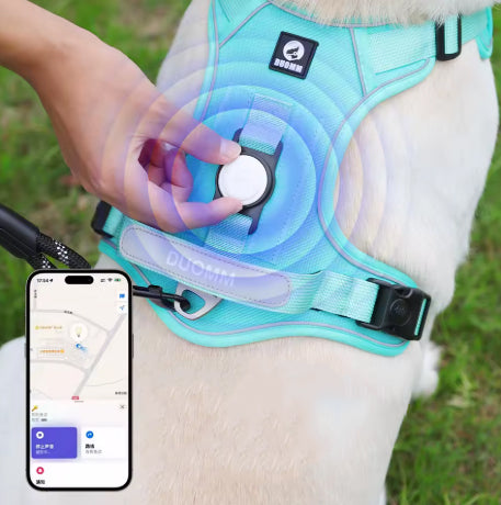 Harnais Anti-Traction pour Chien – Sécurité Réfléchissante & Support AirTag Animio