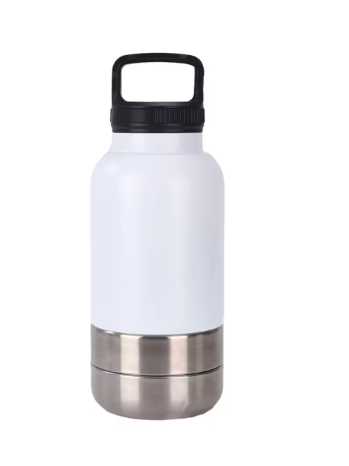 Gourde Isotherme 1L pour Chien & Chat – Bouteille avec Double Gamelle Inox Animio