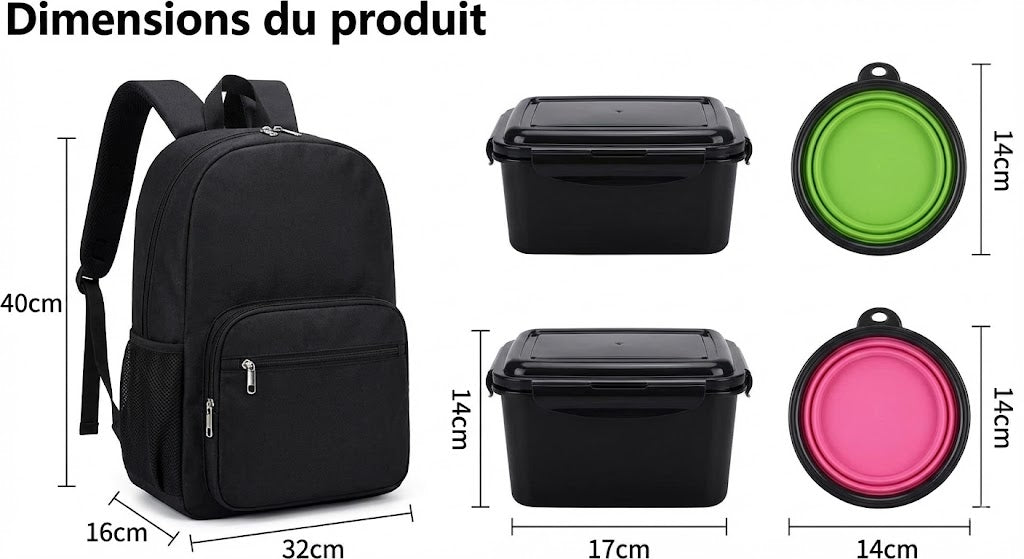 Sac de Voyage pour Chien – Sac à Dos Organisateur Repas & Accessoires Animio